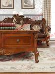 European Classic Solid Wooden Carving Frame with Italy Leather Upholstery Sofa