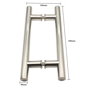 China Stainless Steel H-Shaped Pull Handle for Bathroom Glass Doors in Office Buildings factory