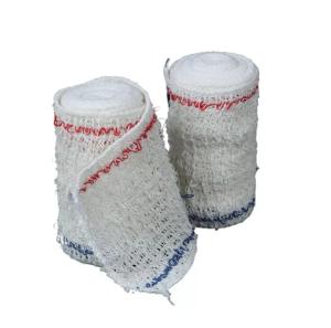 China White Color Red Line Cotton Spandex Elastic Crepe Bandage With Clips factory