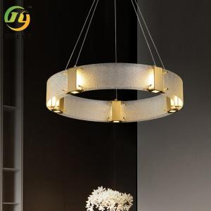 China Luxury Nordic Glass Modern LED Light Minimalist Circle Living Room Bedroom Pendant Light factory