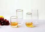 Optic Texture Hand Blown Gold Rim Highball Glasses , Electroplating 17 Oz