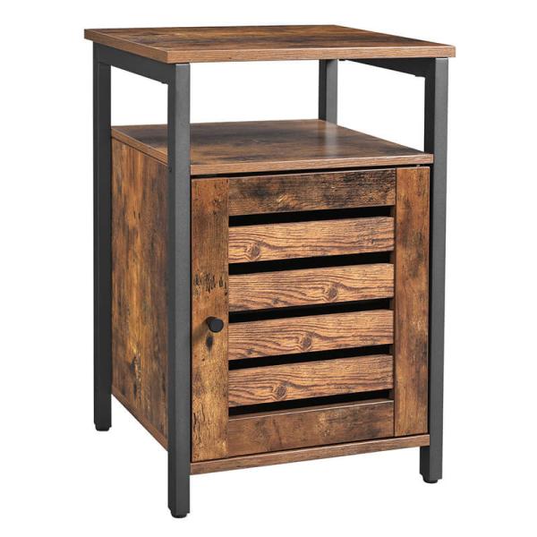 Nightstands with Cabinet, Industrial Bedside Table, Small Side Table, Bedroom