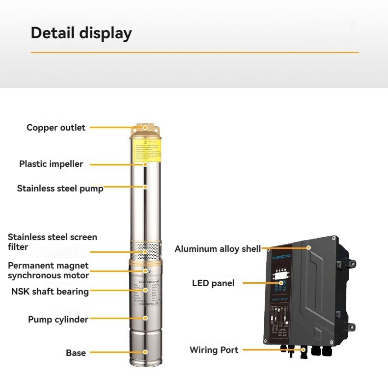 Submersible Solar Water Pump Deep Wells Agricultural Irrigation Solar Panel Integration