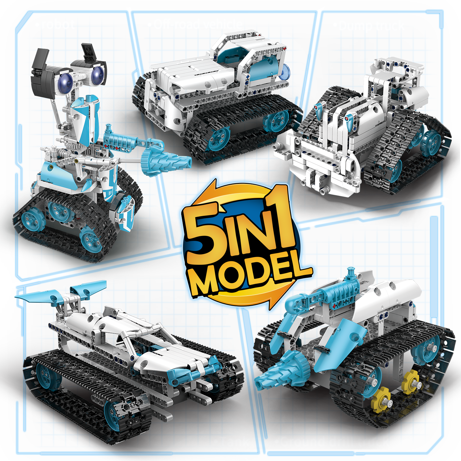 5 in 1 RC Truck Remote Control 4x4 Car Building Block Sets Toys Trending Products