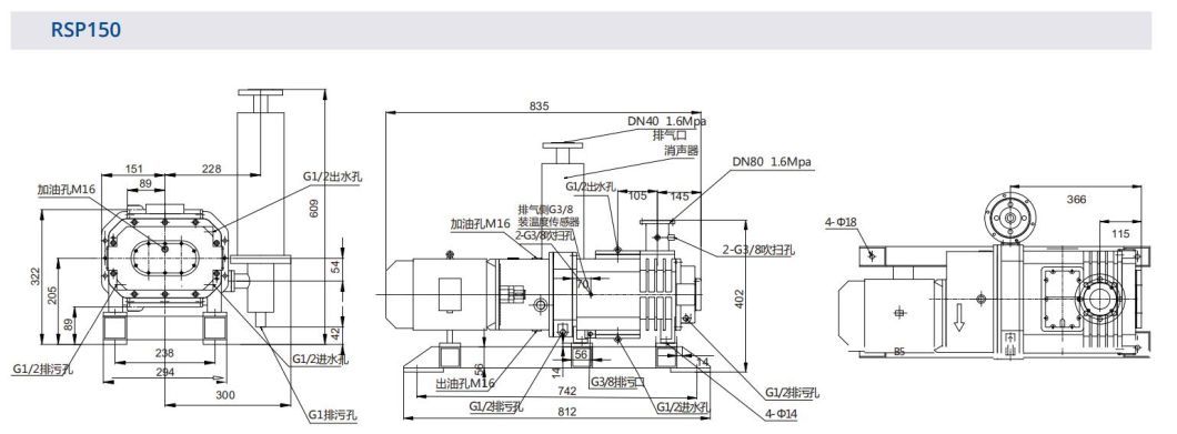 Semiconductor Used Non-Oil Dry Screw Vacuum Pump