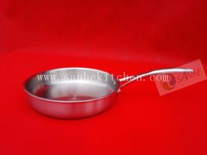 China Frying pan,Stainless steel pan,thickness 2.5mm with cast iron handle factory