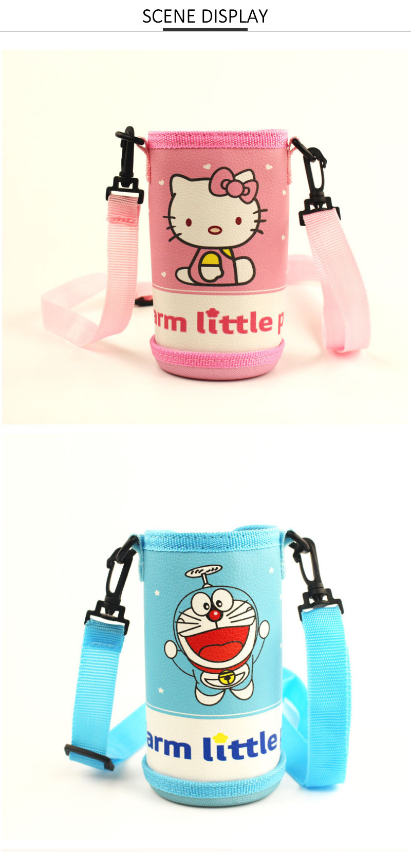 Embroidery Round H18cm Water Bottle Sleeve For Children