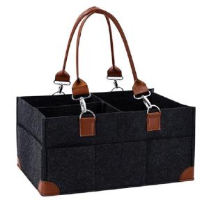 China 450G Washable Felt Diaper Caddy Organizer With PU Handle factory