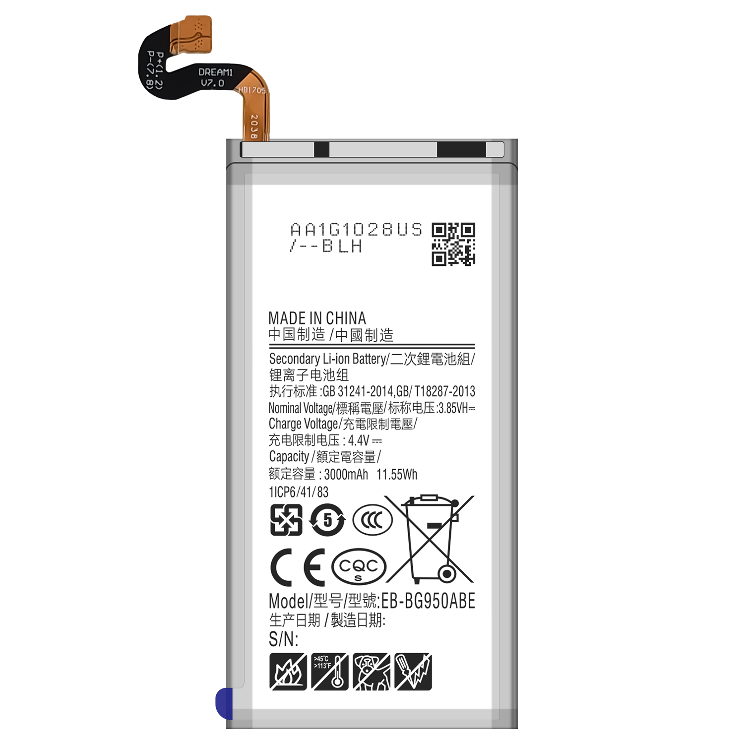 3000mAh for Mobile Phone Secondary Li-ion Battery EB-BG950ABE 3.85V Original SAM S8 G950
