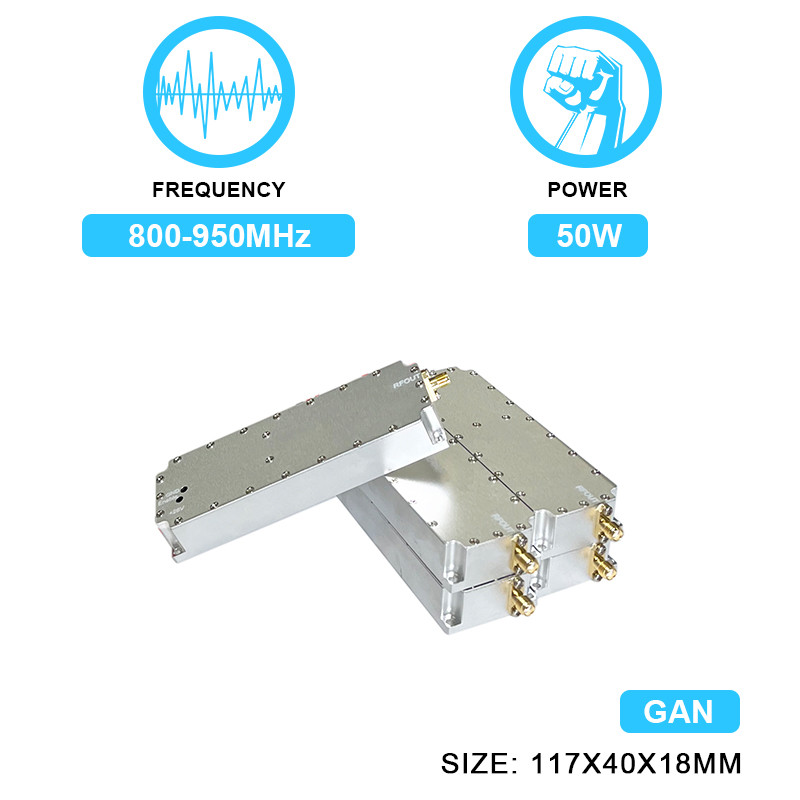 50W 800-950MHz Fpv Uav C-Uas Jamming System Anti-Drone Module with RF Power Amplifier and GaN and Isolation Protector
