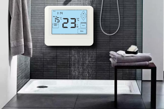 Electric Water Heating HVAC Thermostat With Touch Screen Energy Saving