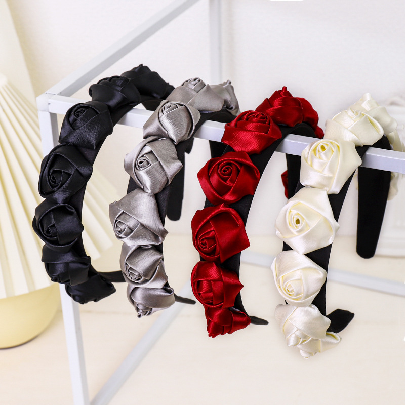 European and American fashion hair bands party holiday flower rose headband women hair accessories