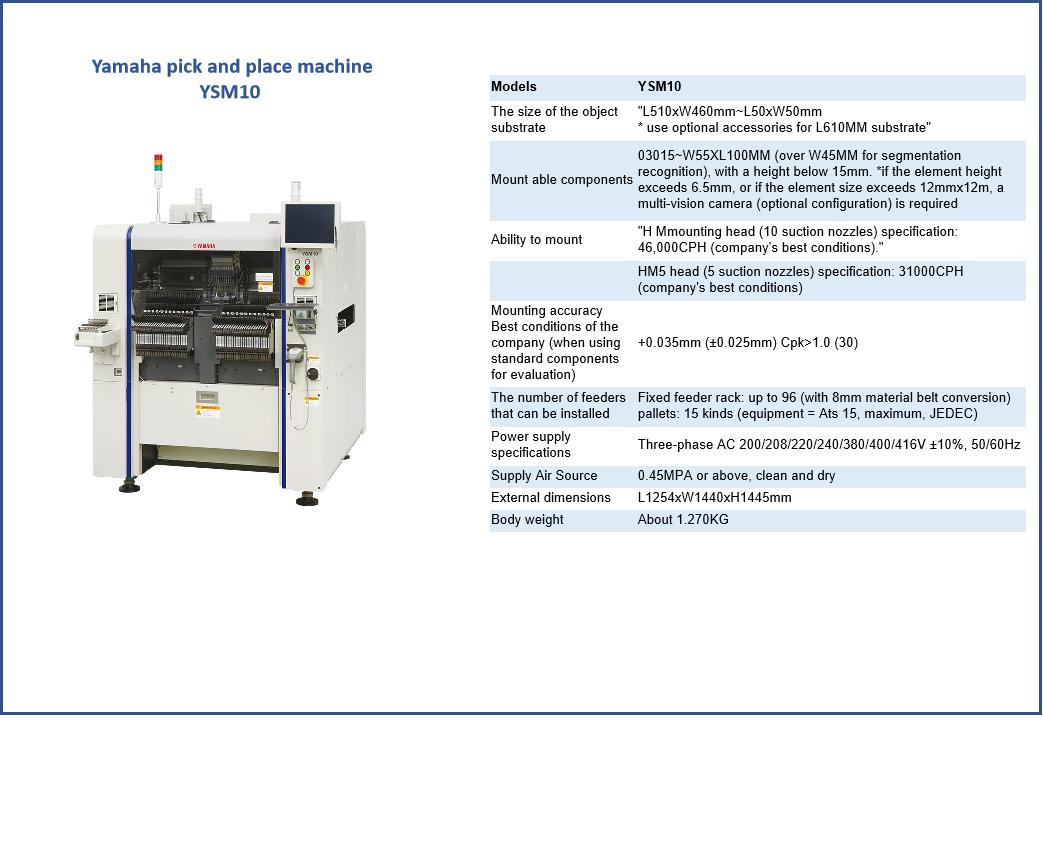 Yamaha YSM10 High Precision SMT Chip Mounter with 10 Heads and 46,000 CPH for PCB Assembly