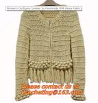 Crochet, Women Sweater Ladies Tassels Poncho Long Knitted Pullovers Knitted Cape