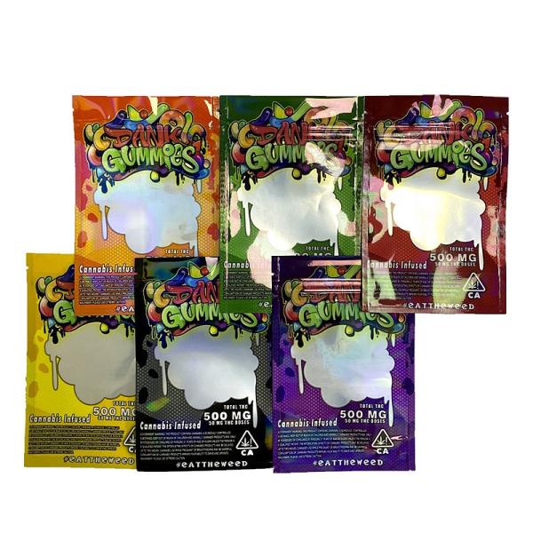 Custom Printed Child Proof Edible THC Mylar Zipper Bags