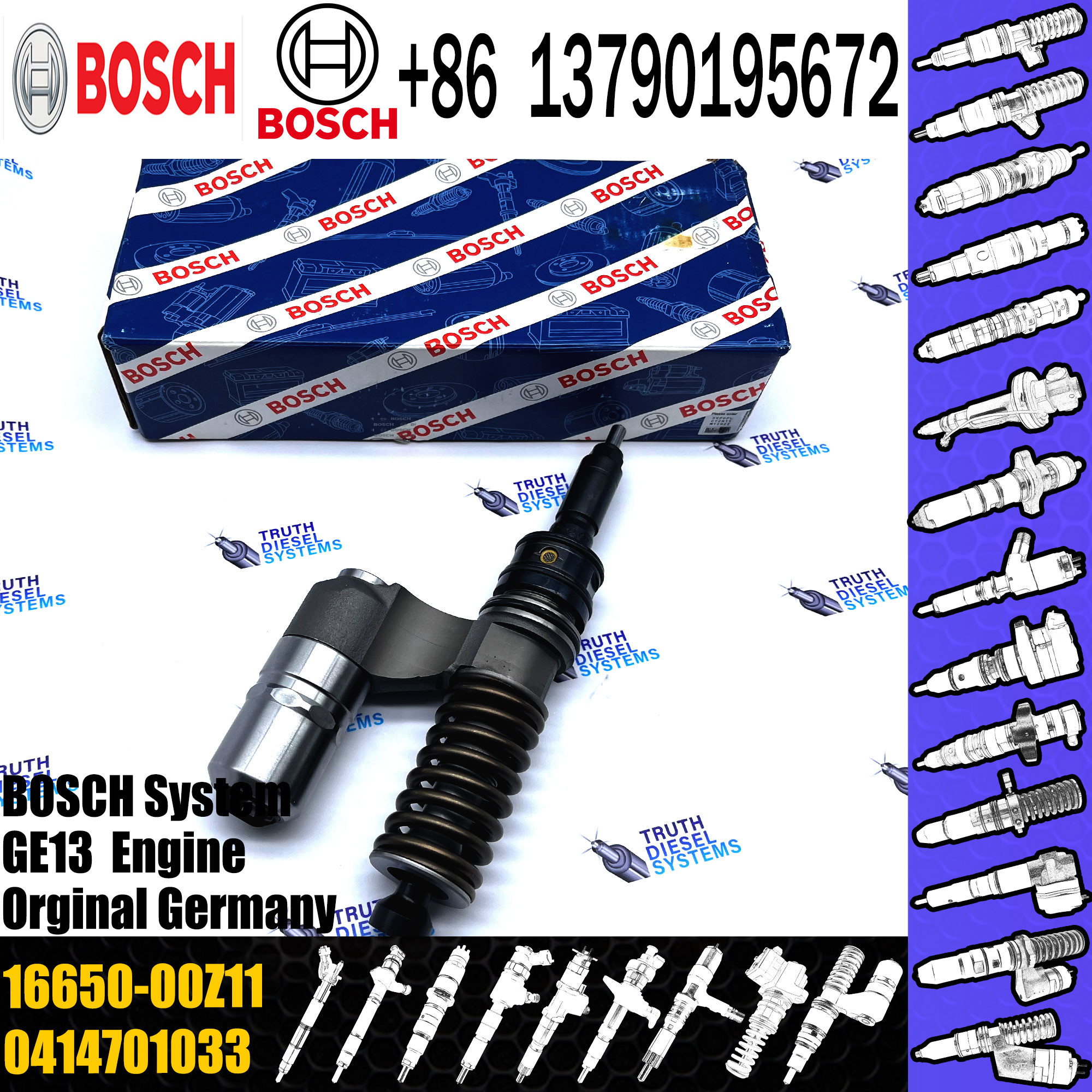 16650-00Z11 Diesel Engine Parts Fuel Injector 1665000Z11 0414701033 0 414 701 033