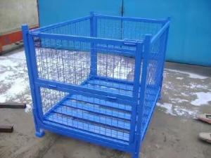 China Steel Stackable Storage Cages On Wheels Welded Wire Mesh Structure Durable factory
