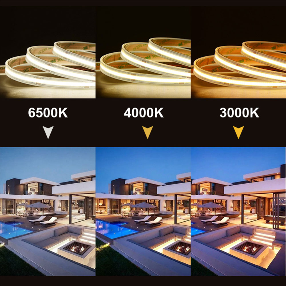 LED Strip Light 8mm10mm 480leds 3000K4000K6500K Warm Natural White Flexible COB Light