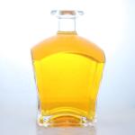 Glass Collar Material Square Shape Whiskey Vodka Tequila Brandy Gin Rum Bottle