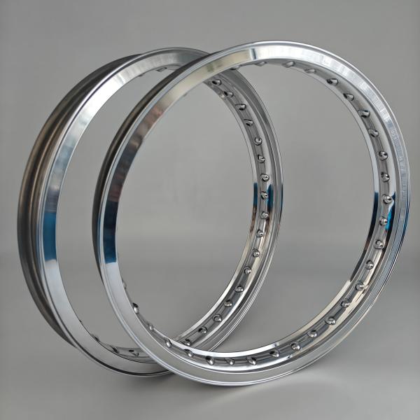 Polished Akront Style Valanced Alloy Motorcycle Rims 18" 19" 21" with Polished Finish