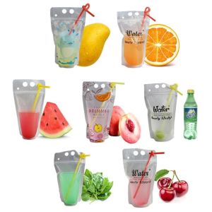 China biodegradable eco-friendly FDA clear juice sealed drink pouches translucent reclosable hand held zipper plastic drinking on sale
