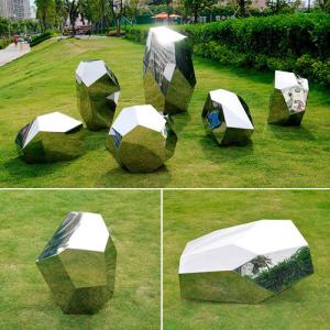 China Stone Metal Lawn Sculpture Mirror Abstract Stainless Steel Sculpture factory