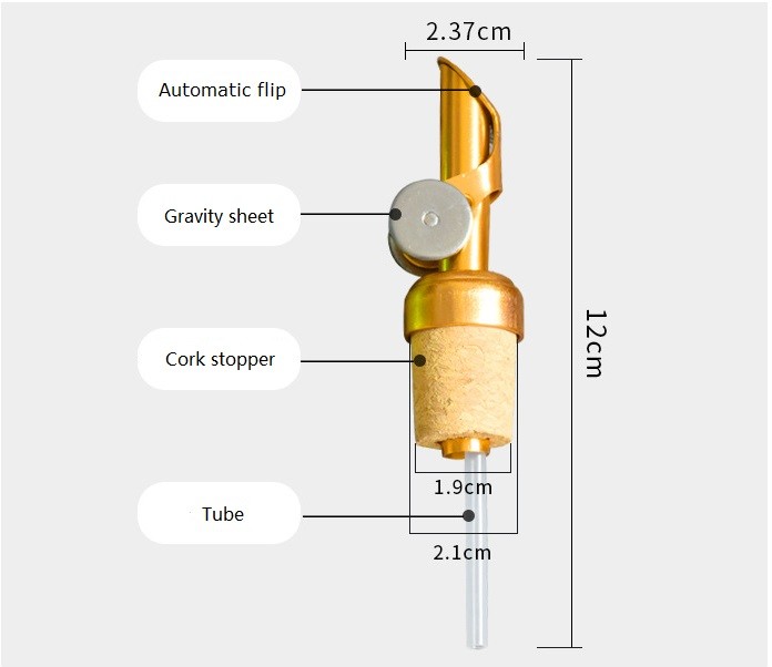 Hot Sell 12cm Weighted Oil Pourer, Self Closing Spout, 4 Colors Available Siver/Gold/Red/Green