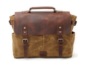 China CL-900 Khaki Vintage Waterproof Waxed Canvas Leather Camera Shoulder Bag factory