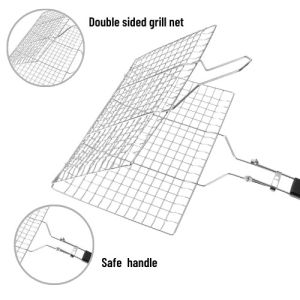 Multi Purpose Stainless Steel Bbq Grill Net Rectangular 30cm