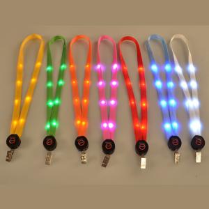 China LED Lanyards Hold ID Badge Light Up LED Flashing Lanyard necklaces are great for trade show logo printed lanyards factory