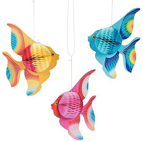 Small fresh element color paper sculpture, small goldfish pattern, paper flowers custom paper crafts