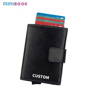 China Simple Large Capacity PU Crazy Horse Card Wallet with Double RFID Blocking and Buckle factory