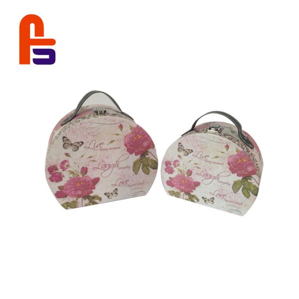 Round Shape Flower Customized Size With Twisted Paper Handle Cardboard Suitcase