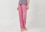 Homestyle Round Neck Women'S Pajama Short Sets , Ladies Striped Pyjamas sets