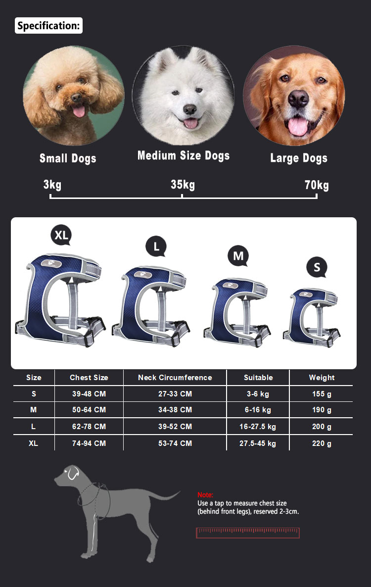 New Design Breathable No Pull Chest Easy Walk Dog Harness for Big Dog