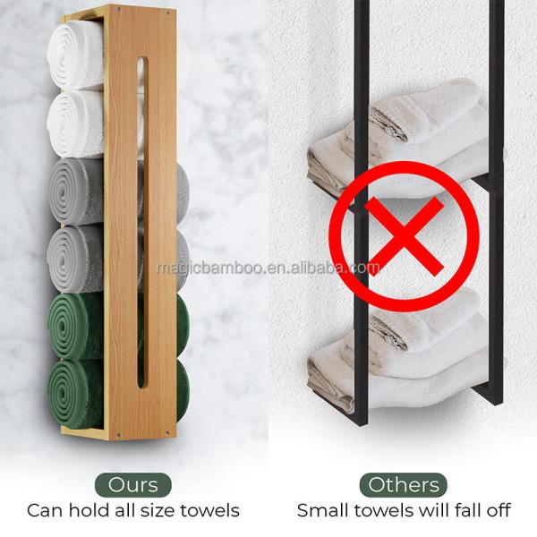 Wooden Bamboo Bathroom Storage Rack Towel Shelf Eco Friendly