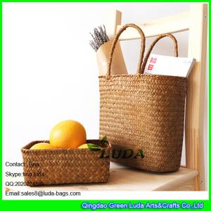 China LUDA handmade seagrass straw bag and storage bin sets factory