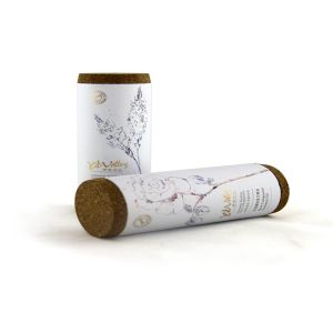 White Paper Composite Cans With Cork Lid Custom Printed Large Cylinder Cardboard