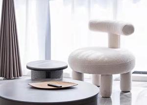 China Sponge Filling Modern Fabric Dining Chairs Wool White Bedroom Lounge factory