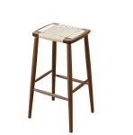 Modern Minimalist Nordic Bar High Stool Solid Wood Woven Rope Cafe Restaurant