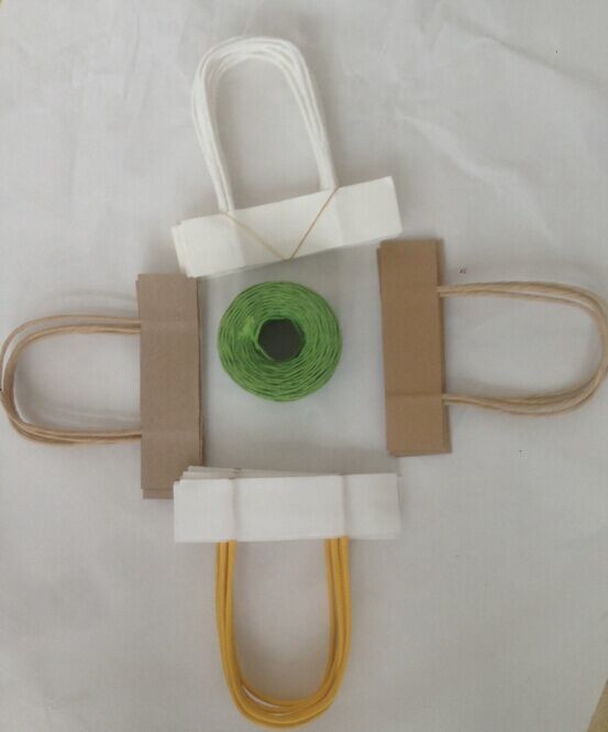 Paper bag handle for kraft paper shopping bag twisted handles in white brown color
