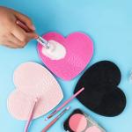 Heart Shaped Silicone Makeup Mat Suction Cup Brush Cleaning Pad