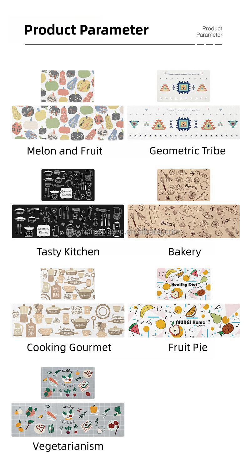 Medium Thickness Reversible Cartoon PVC Kitchen Mat for Non-Slip Floor Protection