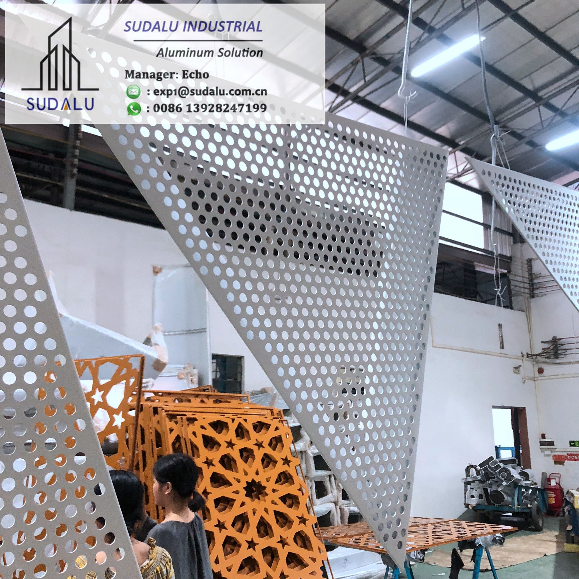 SUDALU Triangle Shape Aluminum Perforated Panel for Facade Cladding