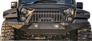China Debris Front Bumper for Jeep JK Black Steel Recovery Bull Bar Winch Bumper for JK Wrangler 07 Onwards factory