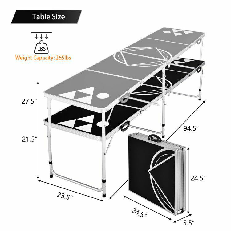 Outdoor Garden Bar Bistro Cafe Patio Party Portable Collapsible Metal Beer Pong Table