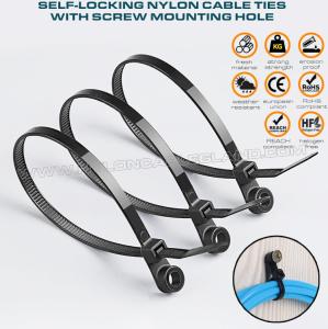 China Mountable Head Nylon 6.6 Cable Tie 300mm x 7.6, Plastic Cable Tie 120 lbs with Screw Hole for Indoor &amp; Outdoor factory