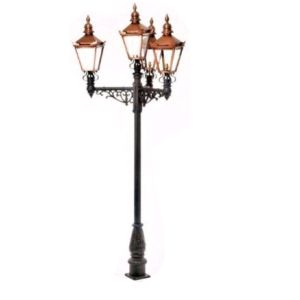 Black European Style Cast Iron Street Lamp Post Painting Finish