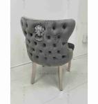 Gray Power Lion Buttoned Back Dining Chair Padded Dining Room Chairs Silver