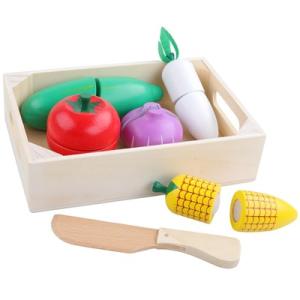 China 4.5cm Wooden Fruit Cutting Set Vegetables Kitchen Role Play Set factory